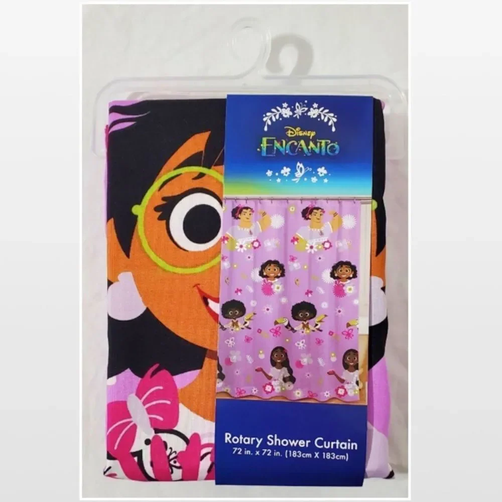 New Disney Shower Curtain Kids Fabric Encanto Whimsical Home Pink Bathroom NWT